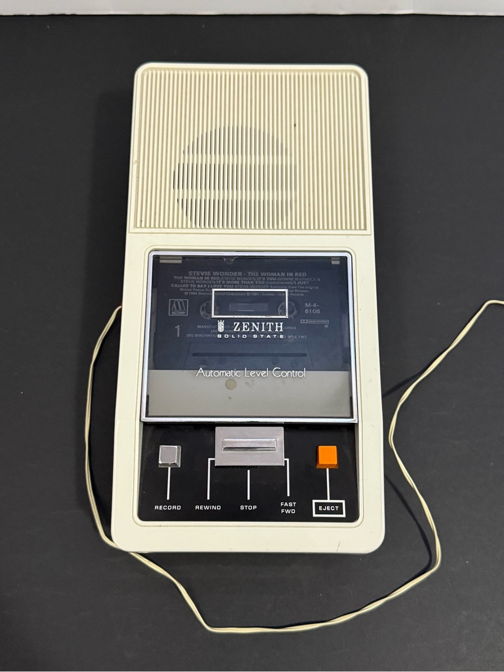 Vintage Zenith Solid State Portable Cassette Recorder Player Working